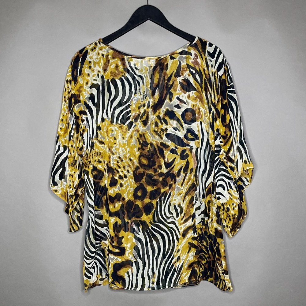 Newport News Leopard/Zebra Print Tunic With‎ Belt Size 02